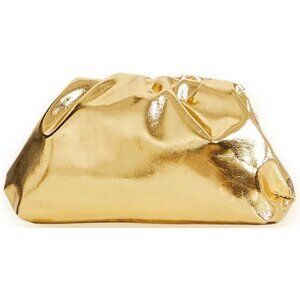 Metallic Pleated Clutch Purse Vegan Leather Ruched Cloud Bag Evening Handbag Wom